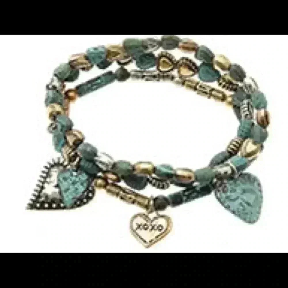 NEW*** Verdigris Copper Heart Charm Bracelet - Picture 2 of 2